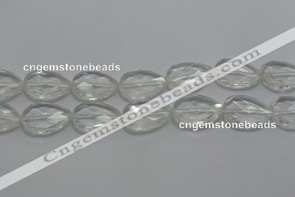 CCC812 22*30mm faceted flat teardrop natural white crystal beads