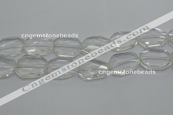 CCC815 15.5 inches 25*30mm faceted freeform natural white crystal beads