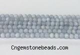 thumbnail interactive-video image 1 of Light Blue Chatoyant Celestite Smooth Round Gemstone Beads – 6mm To 15.5mm Strand 1 of 5