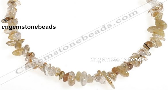 CCH11 16 inches quartz rutilated chips gemstone beads wholesale