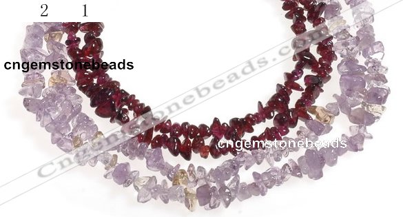 CCH19 34 inches garnet chips & amethyst chips beads wholesale