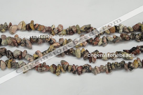 CCH226 34 inches 5*8mm red leopard skin jasper chips beads wholesale