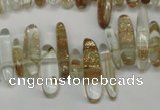 CCH340 15.5 inches 5*20mm gold sand quartz chips beads wholesale