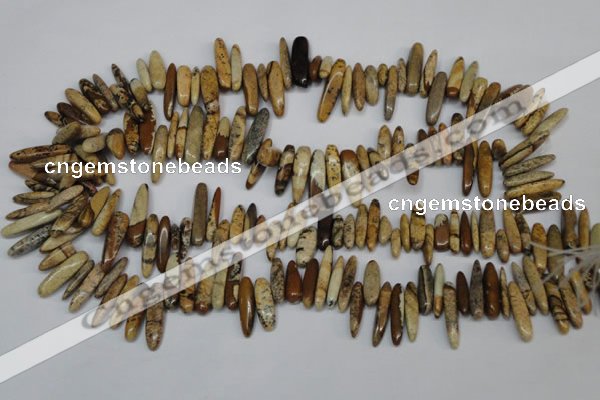 CCH345 15.5 inches 5*20mm picture jasper chips beads wholesale