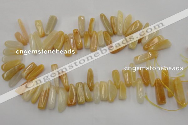 CCH408 15.5 inches 6*20mm - 7*30mm yellow jade chips beads