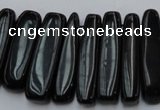 CCH409 15.5 inches 6*25mm - 7*35mm black agate chips beads