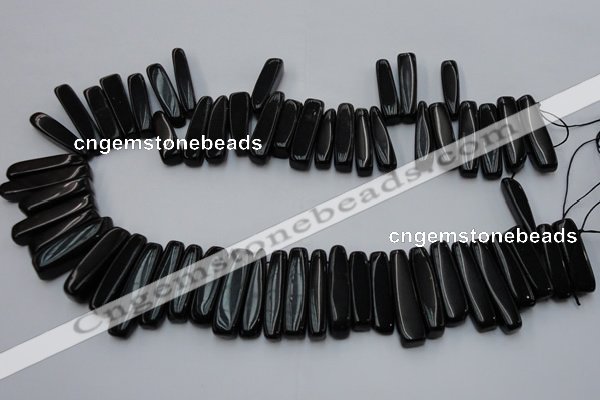 CCH409 15.5 inches 6*25mm - 7*35mm black agate chips beads