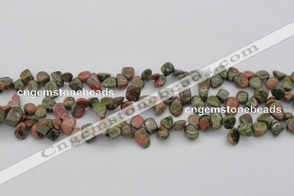 CCH636 15.5 inches 6*8mm - 10*14mm unakite gemstone chips beads