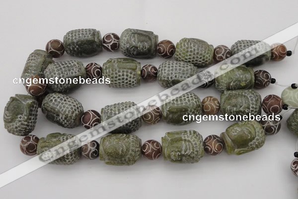 CCJ237 15.5 inches 22*28mm carved buddha China jade beads