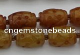 CCJ324 15.5 inches 12*16mm - 13*18mm carved drum China jade beads