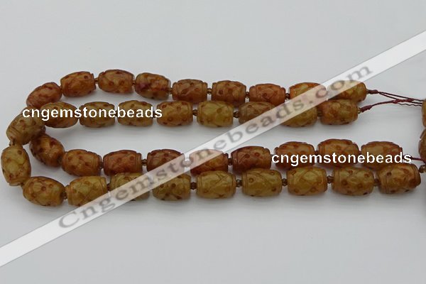 CCJ324 15.5 inches 12*16mm - 13*18mm carved drum China jade beads