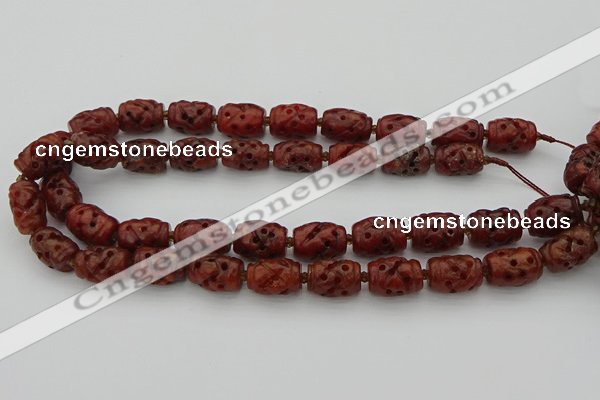 CCJ325 15.5 inches 12*16mm - 13*18mm carved drum China jade beads