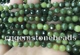 CCJ337 15.5 inches 6mm faceted round China green jade beads