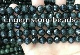 CCJ345 15.5 inches 10mm faceted round dark green jade beads