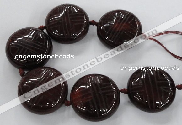 CCJ362 40mm carved coin China jade beads wholesale