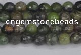 CCJ420 15.5 inches 4mm faceted round dendritic green jade beads