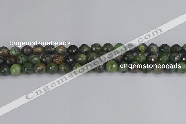 CCJ423 15.5 inches 10mm faceted round dendritic green jade beads