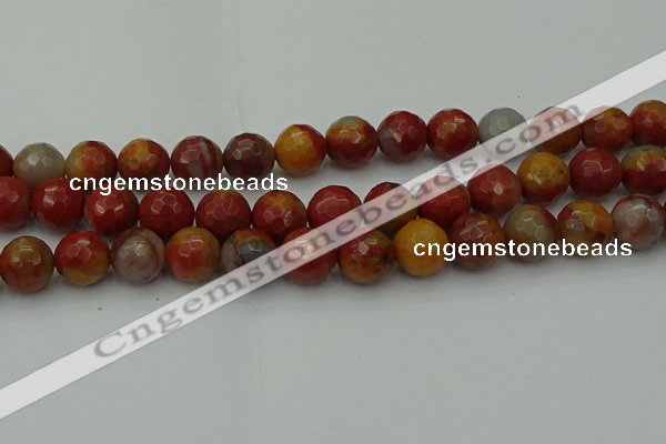 CCJ465 15.5 inches 14mm faceted round colorful jasper beads