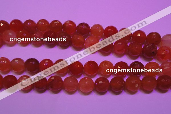 CCL55 15 inches 12mm faceted round carnelian gemstone beads