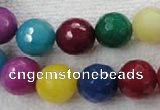 CCN1006 15.5 inches 14mm faceted round multi colored candy jade beads