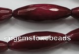 CCN1469 15.5 inches 14*40mm faceted rice candy jade beads wholesale