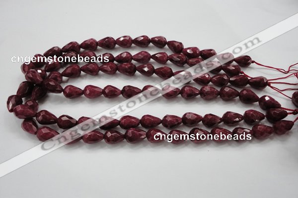 CCN1675 15.5 inches 10*14mm faceted teardrop candy jade beads wholesale