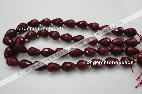 CCN1677 15.5 inches 13*18mm faceted teardrop candy jade beads wholesale