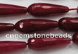 CCN1680 15.5 inches 10*30mm faceted teardrop candy jade beads wholesale