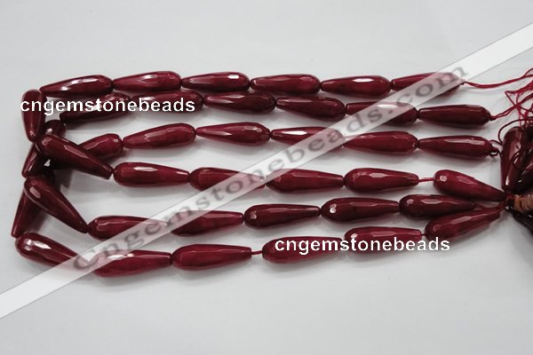 CCN1680 15.5 inches 10*30mm faceted teardrop candy jade beads wholesale