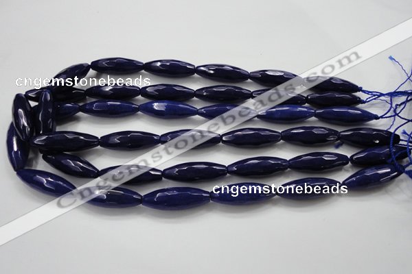 CCN1695 15.5 inches 10*30mm faceted rice candy jade beads wholesale