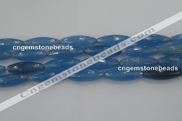 CCN1725 15.5 inches 14*40mm faceted rice candy jade beads