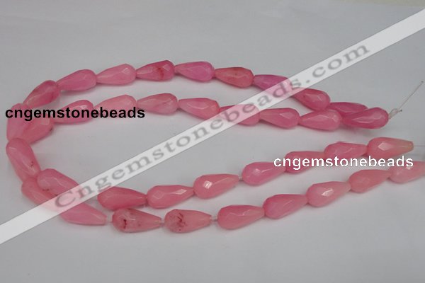 CCN196 15.5 inches 10*20mm faceted teardrop candy jade beads