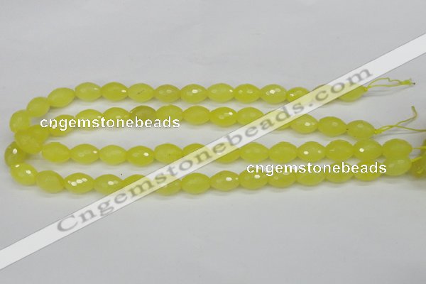 CCN2010 15 inches 10*14mm faceted rice candy jade beads wholesale