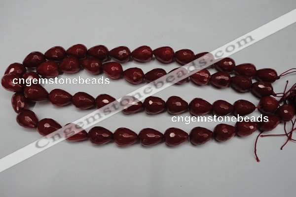 CCN2141 15.5 inches 12*16mm faceted teardrop candy jade beads