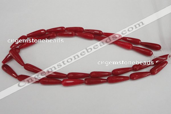 CCN2178 15.5 inches 8*25mm faceted teardrop candy jade beads