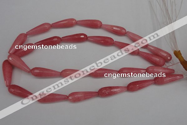 CCN2182 15.5 inches 10*30mm faceted teardrop candy jade beads