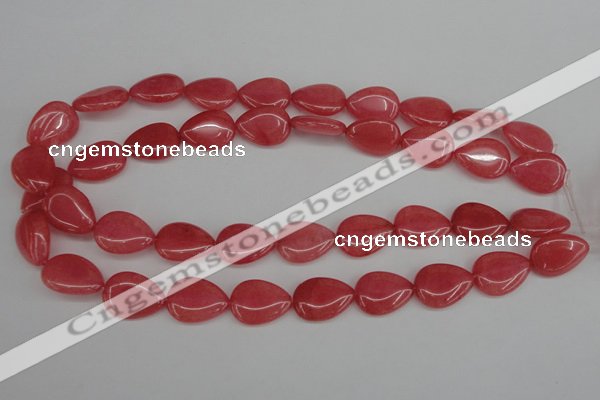 CCN2186 15.5 inches 15*20mm flat teardrop candy jade beads