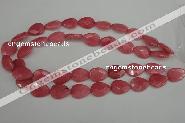 CCN2188 15.5 inches 15*20mm faceted flat teardrop candy jade beads