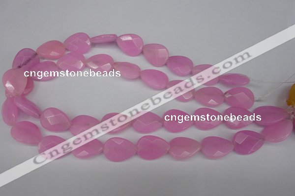 CCN2190 15.5 inches 15*20mm faceted flat teardrop candy jade beads