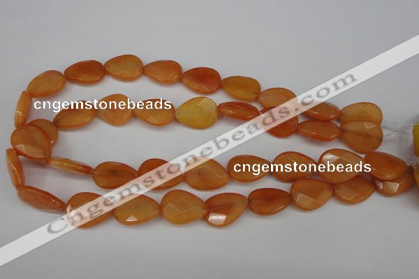 CCN2193 15.5 inches 15*20mm faceted flat teardrop candy jade beads