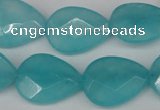 CCN2194 15.5 inches 15*20mm faceted flat teardrop candy jade beads