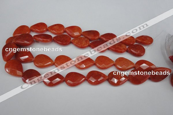 CCN2328 15.5 inches 18*25mm faceted flat teardrop candy jade beads