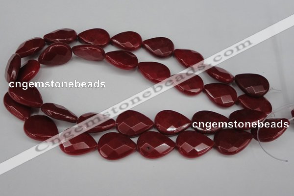 CCN2330 15.5 inches 18*25mm faceted flat teardrop candy jade beads