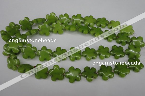 CCN2346 15.5 inches 20mm carved flower candy jade beads wholesale