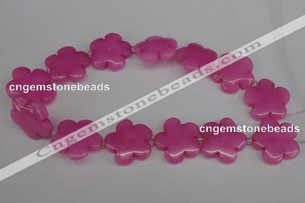 CCN2351 15.5 inches 30mm carved flower candy jade beads wholesale