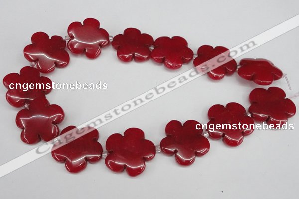 CCN2354 15.5 inches 30mm carved flower candy jade beads wholesale