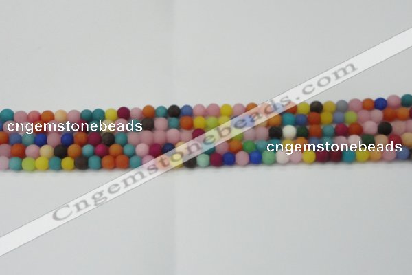 CCN2551 15.5 inches 4mm round mixed color matte candy jade beads