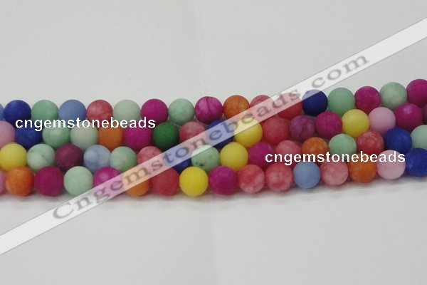 CCN2556 15.5 inches 14mm round mixed color matte candy jade beads