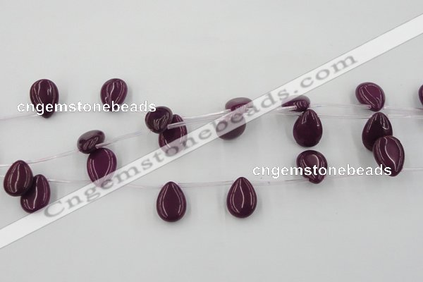 CCN2680 Top-drilled 13*18mm flat teardrop candy jade beads