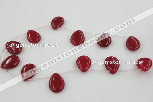 CCN2707 Top-drilled 18*25mm flat teardrop candy jade beads